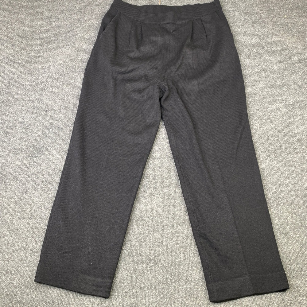 St. John Basics Black Santana Knit Straight Leg Pleated Pants Womens 8